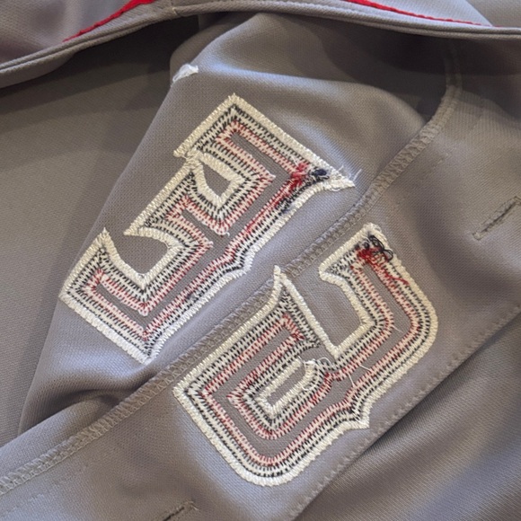 Majestic Los Angeles Anaheim Angels Baseball Gray and Red Jersey - Picture 6 of 7